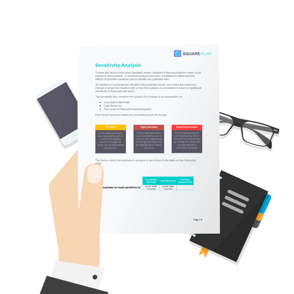 sensitivity analysis report in hand